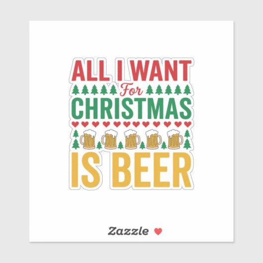 Kerstbier Grappig Vakantie Drinken Design Sticker (Vel)