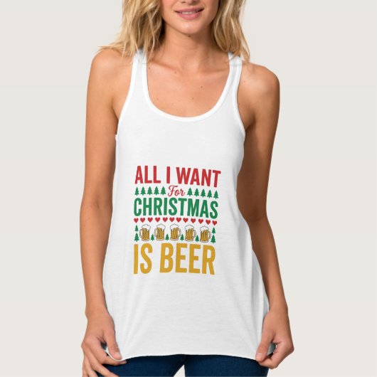 Kerstbier Grappig Vakantie Drinken Design Tanktop (Voorkant)