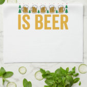 Kerstbier Grappig Vakantie Drinken Design Theedoek (Gevouwen)