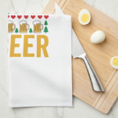 Kerstbier Grappig Vakantie Drinken Design Theedoek (Quarter Fold)