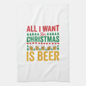Kerstbier Grappig Vakantie Drinken Design Theedoek (Verticaal)