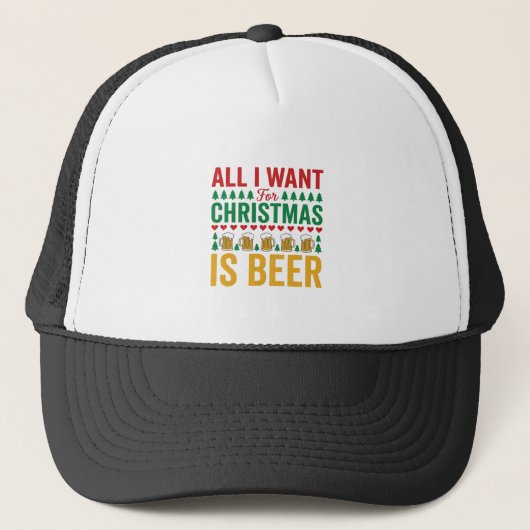 Kerstbier Grappig Vakantie Drinken Design Trucker Pet (Voorkant)