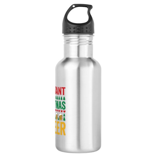 Kerstbier Grappig Vakantie Drinken Design Waterfles (Voorkant)