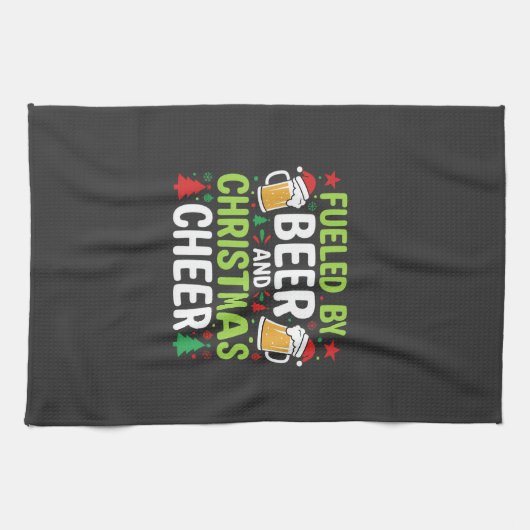 Kerstbier Kerstvreugde Vakantie Drinken Vector Theedoek (Horizontaal)