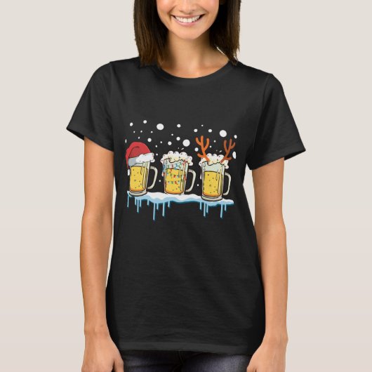 kerstbier Mokken kerstmis kerstmis met kerstcadeau T-shirt (Voorkant)