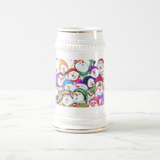 Kerstbier Stein met Happy Snowmans Party Bierpul (Center)