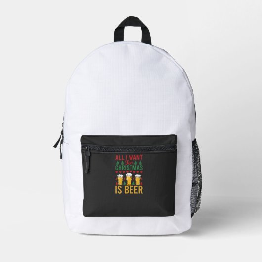 Kerstbier Vakantie Drinken Bedrukte Rugzak (Voorkant)