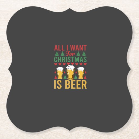 Kerstbier Vakantie Drinken Kartonnen Onderzetters (Voorkant)