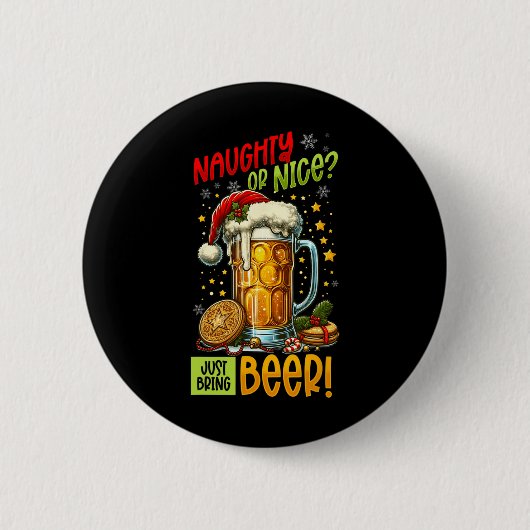 Kerstbierliefhebber Ronde Button 5,7 Cm (Voorkant)