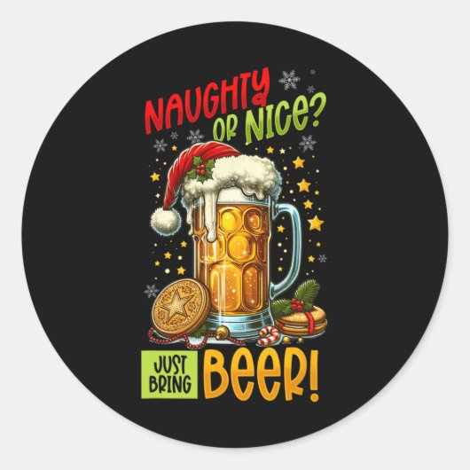 Kerstbierliefhebber Ronde Sticker (Voorkant)