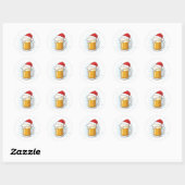 Kerstbiermok met Sinterklaashoed Grappige Feestdag Ronde Sticker (Vel)