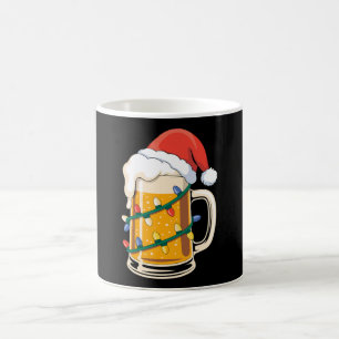 Kerstbiermok Santa-hoed Lichtjes Vakantie Kerstmis Koffiemok