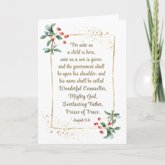 Kerstbijbel Isaiah 9:6 Prachtige raadsman Feestdagen Kaart (Voorkant)