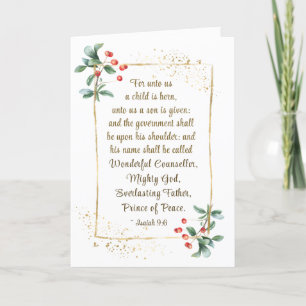 Kerstbijbel Isaiah 9:6 Prachtige raadsman Feestdagen Kaart