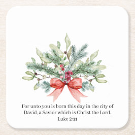 kerstbijbel Verse Waterverf Greenery Floral Kartonnen Onderzetters