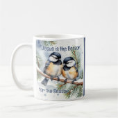 Kerstbijbelcitaat Schattigee Chickadee-vogels Koffiemok (Links)