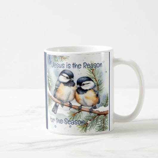 Kerstbijbelcitaat Schattigee Chickadee-vogels Koffiemok (Rechts)
