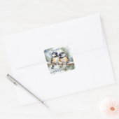 Kerstbijbelcitaat Schattigee Chickadee-vogels Vierkante Sticker (Envelop)