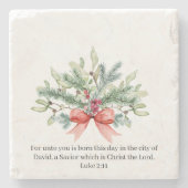 Kerstbijbelfeestdag met groene Waterverf Stenen Onderzetter (Voorkant)