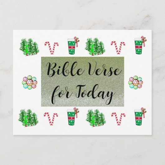 kerstbijbelse versie vandaag faux glitter Briefkaa Feestdagenkaart (Voorkant)