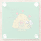 kerstbijen Funny Holiday Cartoon Glazen Onderzetter (Achterkant)