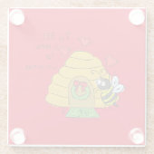 kerstbijen Funny Holiday Cartoon Glazen Onderzetter (Achterkant)