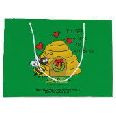 kerstbijen Funny Holiday Cartoon Groot Cadeauzakje (Achterkant)