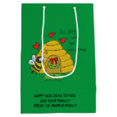 kerstbijen Funny Holiday Cartoon Medium Cadeauzakje (Achterkant)