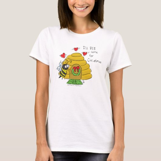 kerstbijen Funny Holiday Cartoon T-shirt (Voorkant)