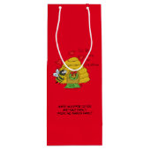 kerstbijen Funny Holiday Cartoon Wijn Cadeautas (Achterkant)