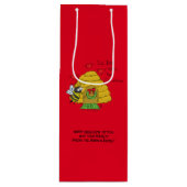 kerstbijen Funny Holiday Cartoon Wijn Cadeautas (Voorkant)