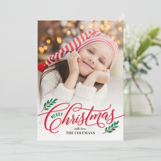 kerstbijkantoren feestdag fotokaart feestdagenkaart (Staand voorkant)