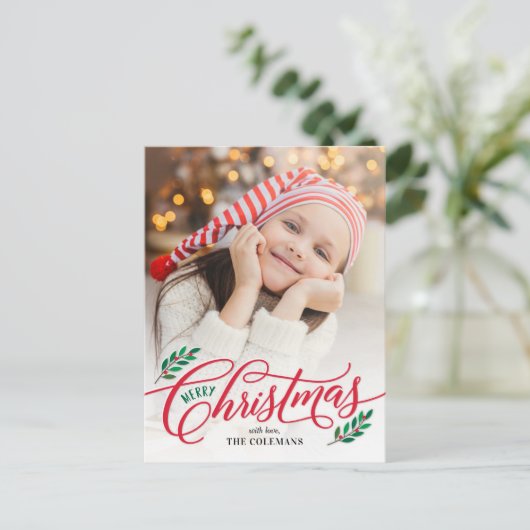 kerstbijkantoren Merry-kerstfotokaart Feestdagenkaart (Staand voorkant)