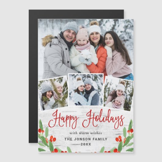 Kerstbijtende Birch Bark 4 PHOTO Magnetic Card (Voorkant / Achterkant)