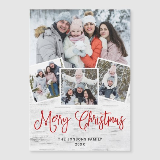 Kerstbijtende Birch Bark 4 PHOTO Magnetic Card (Voorkant)