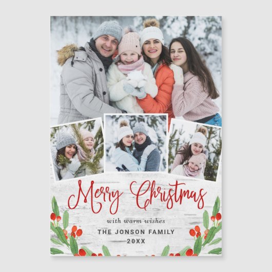 Kerstbijtende Birch Bark 4 PHOTO Magnetic Card (Voorkant)