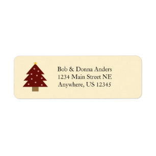 kerstbijtende boom etiket