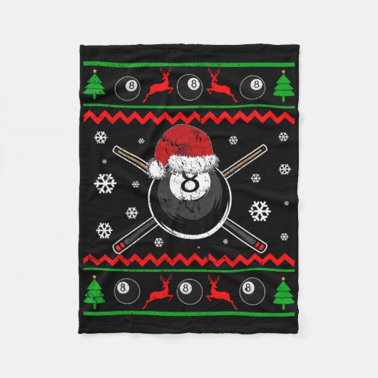 Kerstbiljart Snooker Pool Sport Grappig Cadeau Fleece Deken (Voorkant)