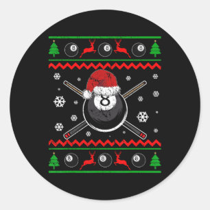 Kerstbiljart Snooker Pool Sport Grappig Cadeau Ronde Sticker