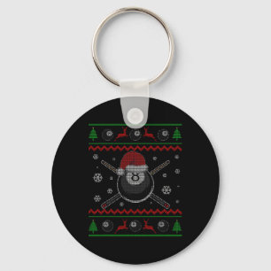 Kerstbiljart Zwembad Snooker Sport Speler Fun Sleutelhanger