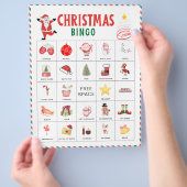Kerstbingokaarten | Kerstfeestspel voor kinderen Flyer (Hand)