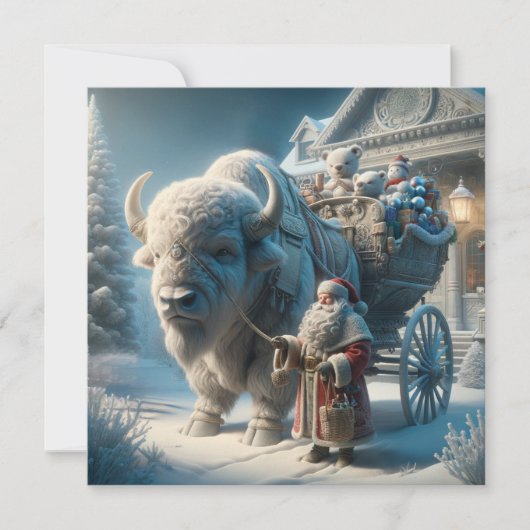 Kerstbisambuffel Kerstman Kerstkaart (Voorkant)