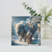 Kerstbizon Buffel Santa Claus Kerstkaart (Staand voorkant)