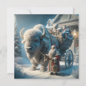 Kerstbizon Buffel Santa Claus Kerstkaart (Voorkant)