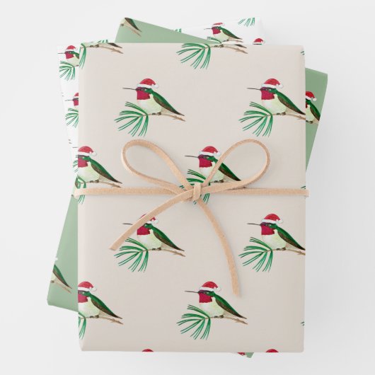 kerstblad Anna's Hummingbird Wrapping Paper Sheets (In situ)