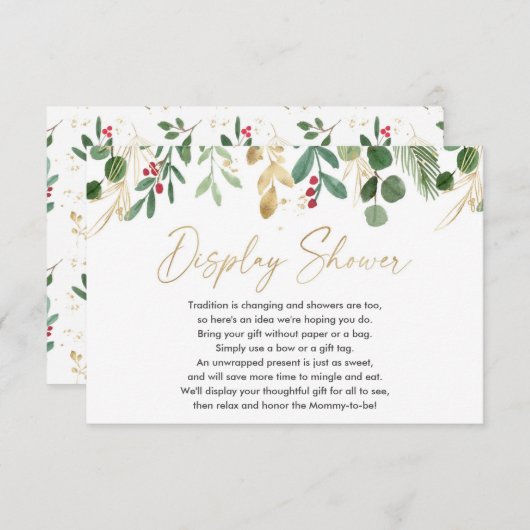 kerstblad baby shower display douche informatiekaartje (Voorkant / Achterkant)