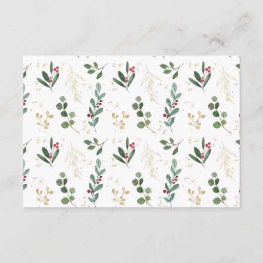 kerstblad baby shower display douche informatiekaartje (Achterkant)