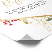 kerstblad Diapelbord rood goud Poster (Hoek)