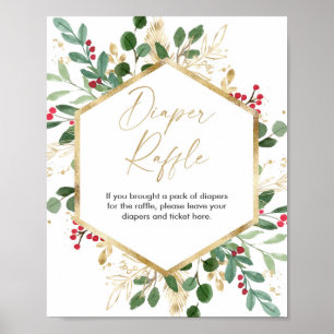 kerstblad Diapelbord rood goud Poster