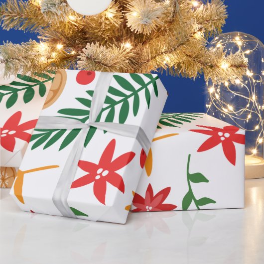 kerstblad en bloempatroon cadeaupapier (Feestdagen)